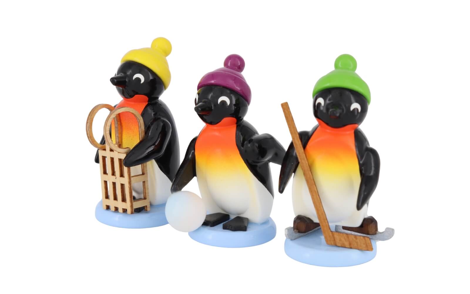 Miniatur Pinguine Freizeitsportler, 3 - teilig, 6 cm, farbig von SEIFFEN.COM