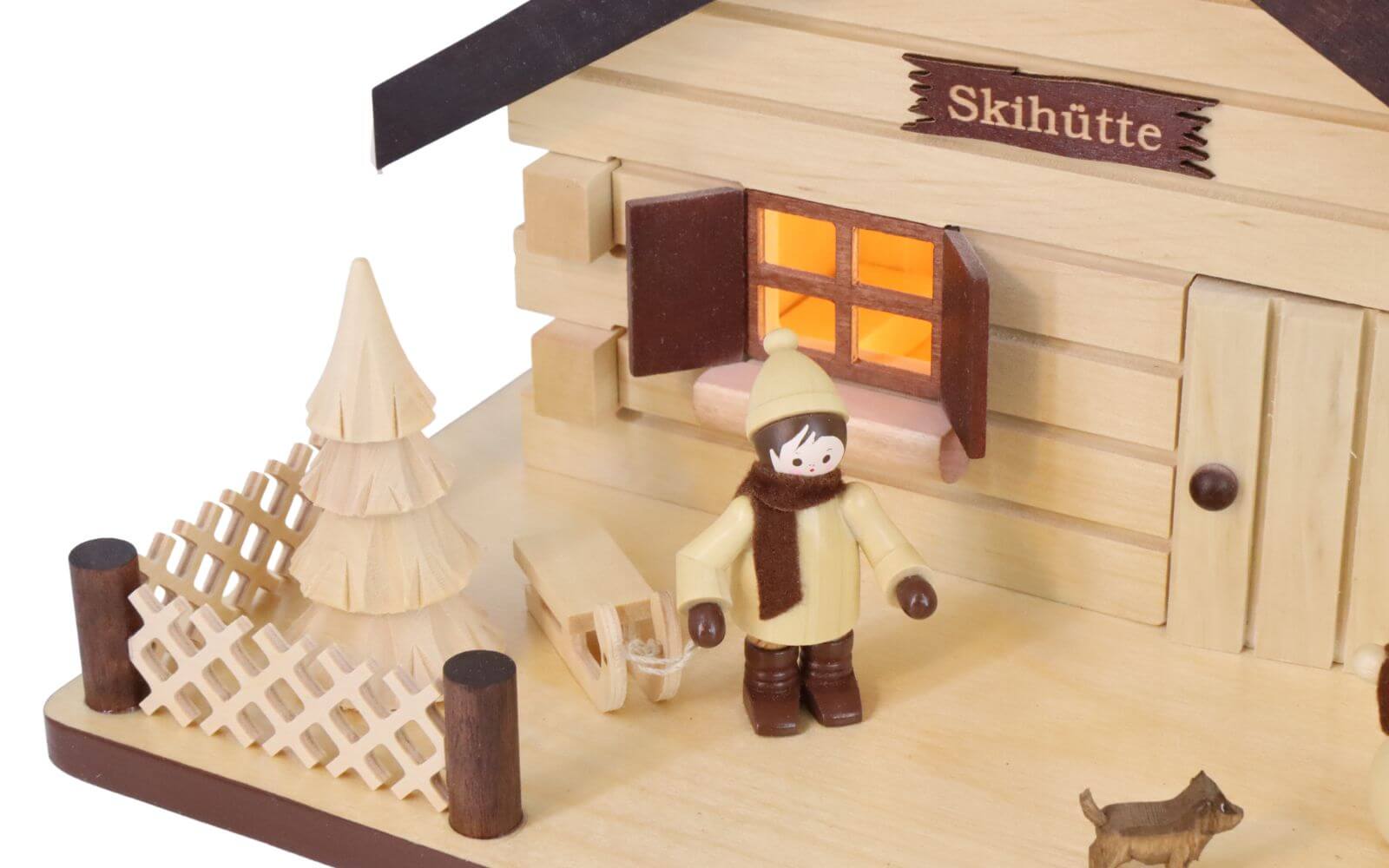 LED Lichterhaus Skihütte mit Winterkindern von Romy Thiel_3