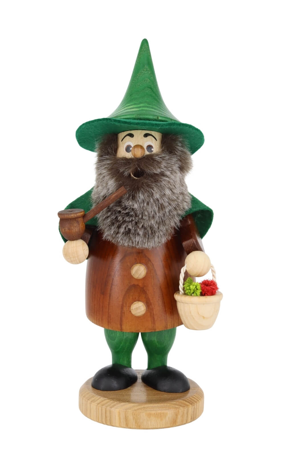 Räuchermännchen Wichtel Kräutersammler, 20 cm von DWU Drechselwerkstatt Uhlig, Made in Germany