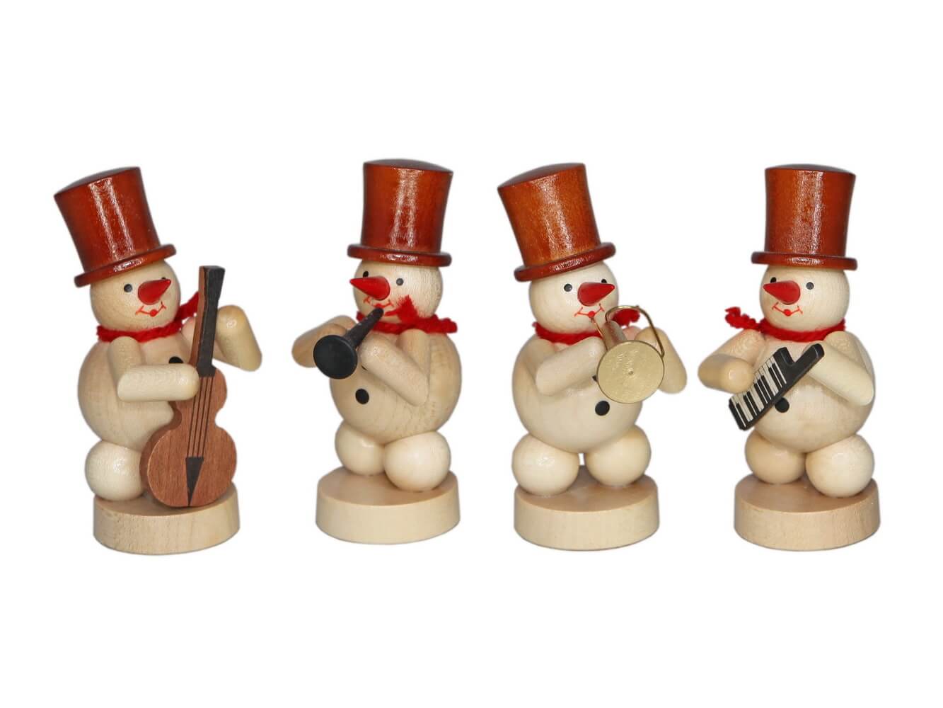 Miniatur - Schneemannkapelle mit Trompete, Baßgeige, Klarinette und Keybord von Ralf Zenker