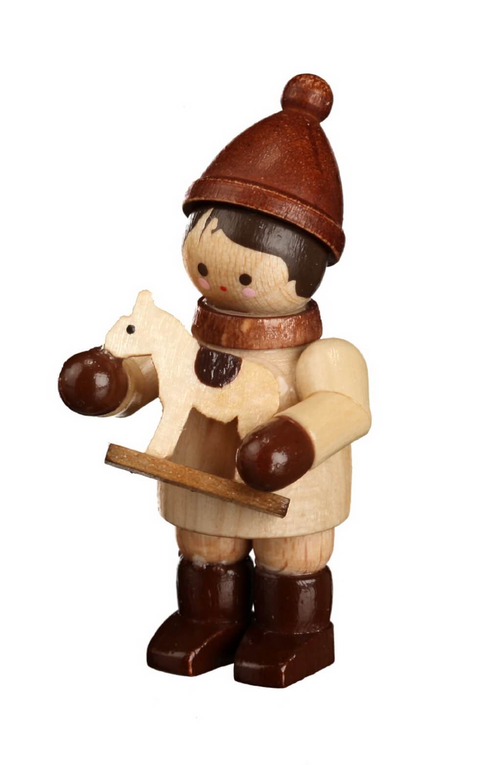 Miniatur Winterkind mit Pferdchen, natur von Romy Thiel