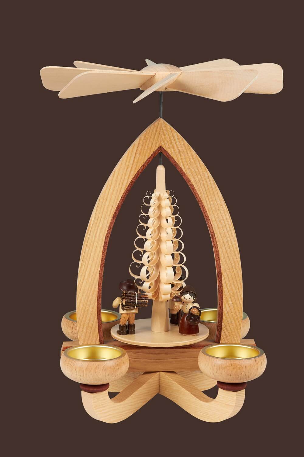 Teelichtpyramide mit Waldleute, 28 cm, Heinz Lorenz Olbernhau/ Erzgebirge_Bild2