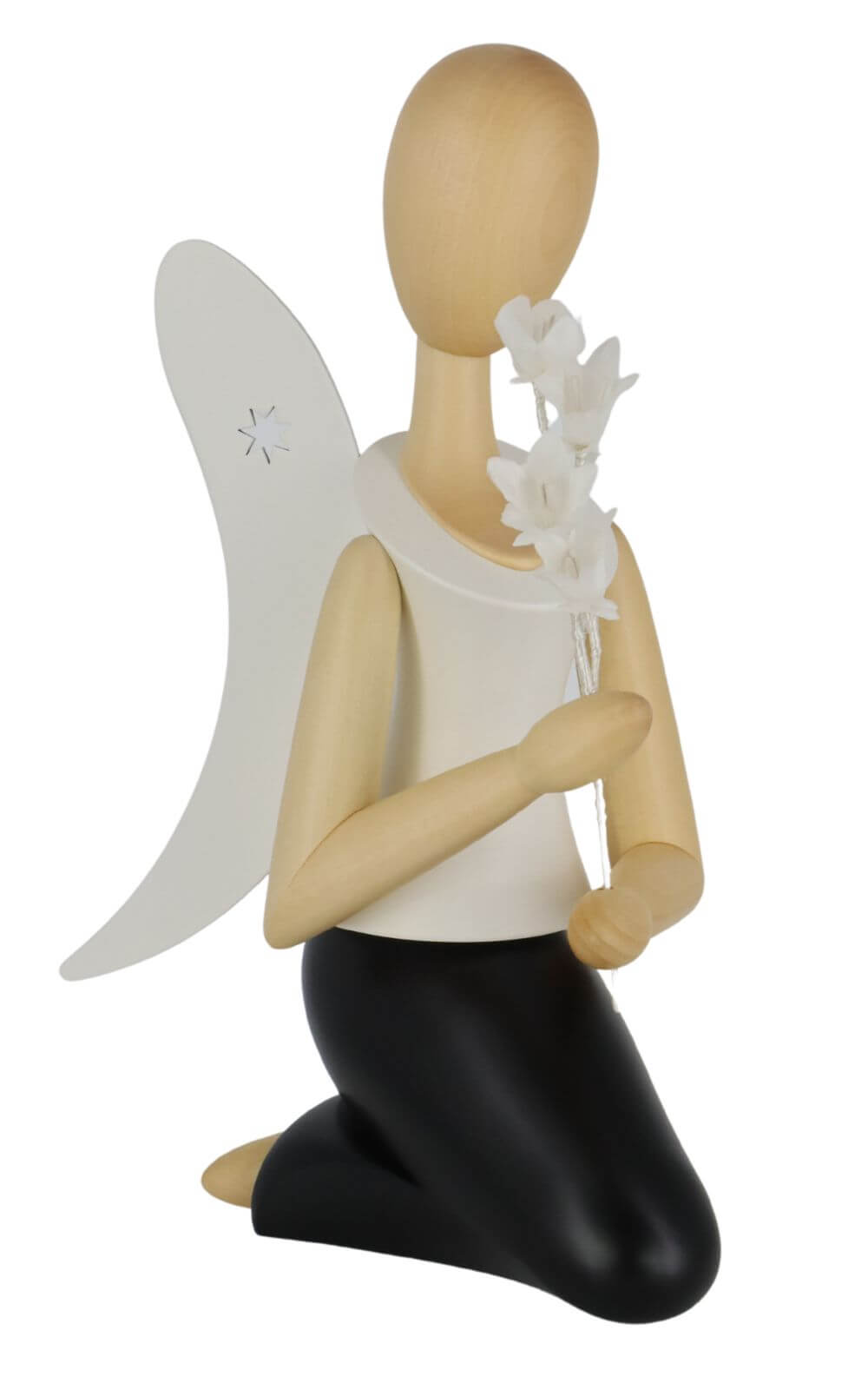 Engel - Sternkopf mit Glockenblume, knieend, 25 cm von Holzkunst Gahlenz