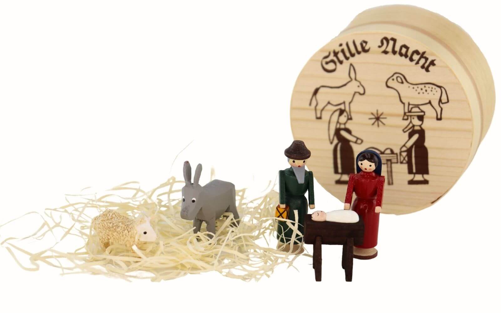 Miniatur - Spanschachtel Stille Nacht, 5 - teilig, farbig, Ø 8 cm von Knuth Neuber