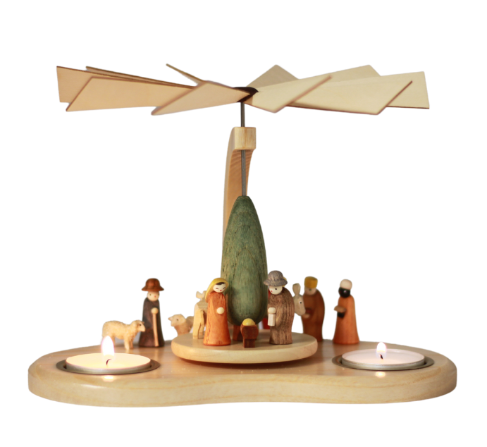 Teelichtpyramide mit Heiliger Familie, 17 cm von Theo Lorenz_Bild2