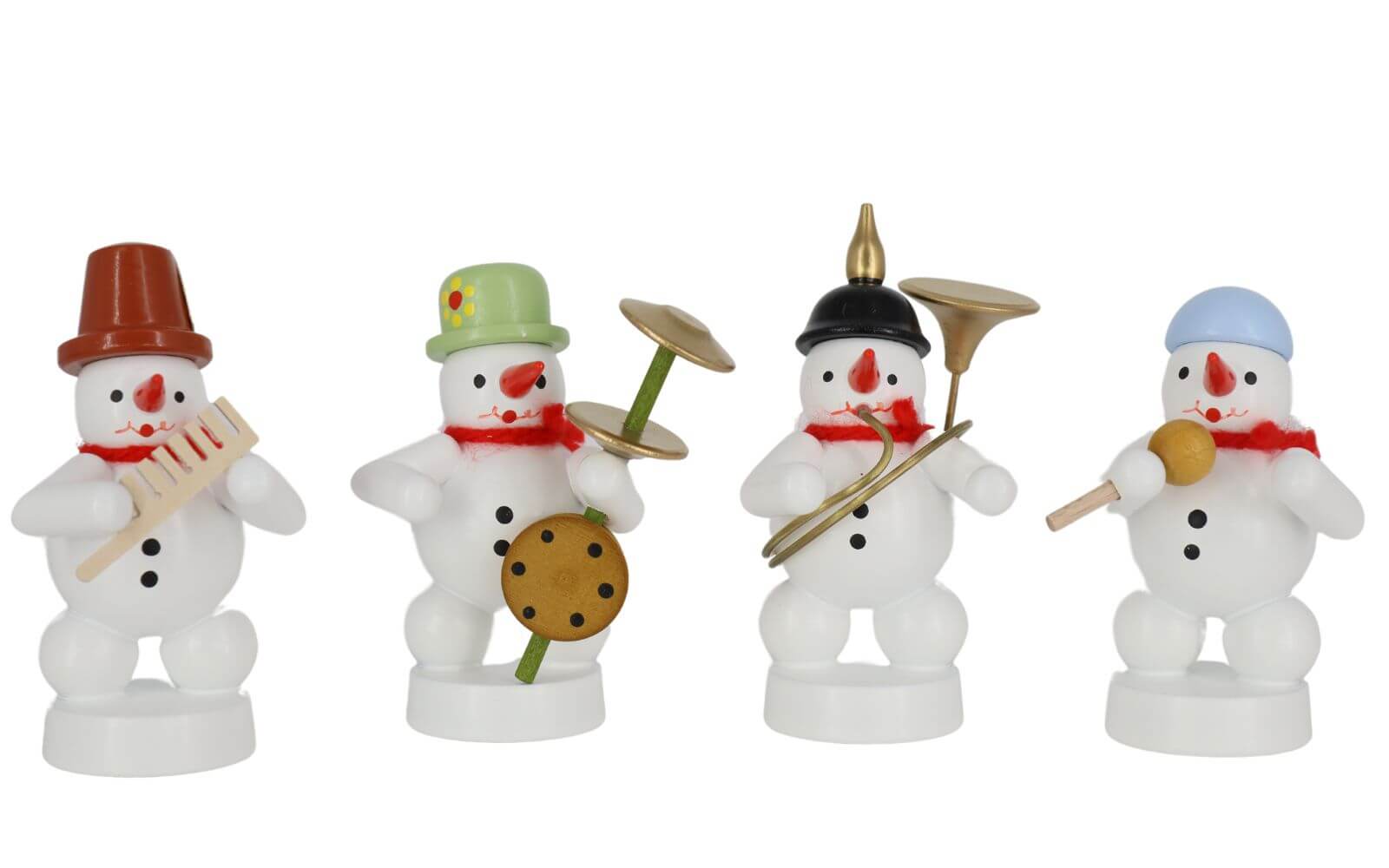 Miniatur Schneemannkapelle mit Sousaphon, Kamm, Sänger, Teufelsgeige von Ralf Zenker