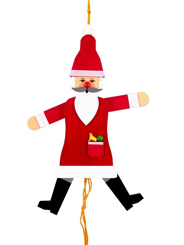 Hampelmann Weihnachtsmann, 27 cm, farbig von Spielwarenmacher Günther