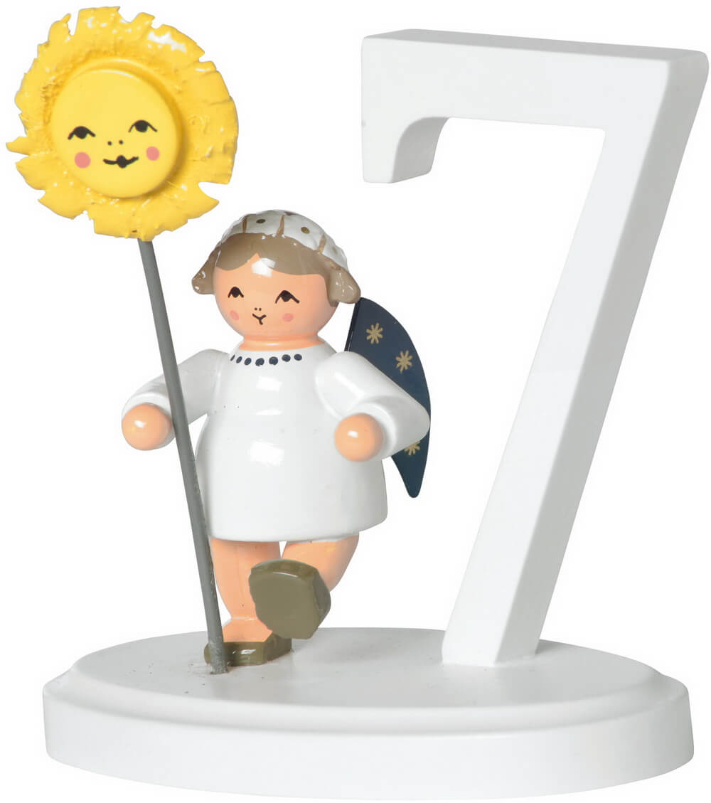 Miniatur Weihnachtsengel mit der Zahl 7, 7 cm von KWO