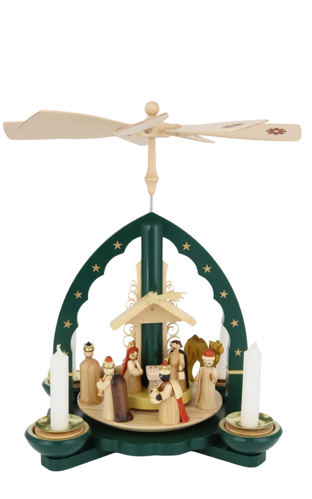 Weihnachtspyramide Christi Geburt für Teelicht und Kerzen, grün, 28 cm von Richard Glässer_5
