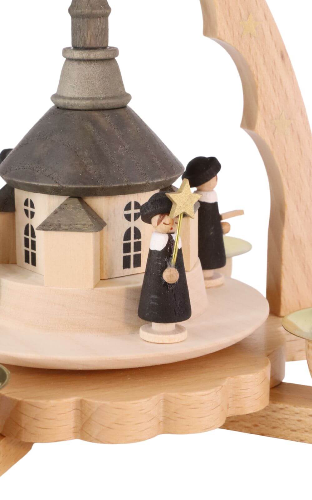 Weihnachtspyramide mit Seiffener Kirche, 19 cm, natur von Richard Glässer_3
