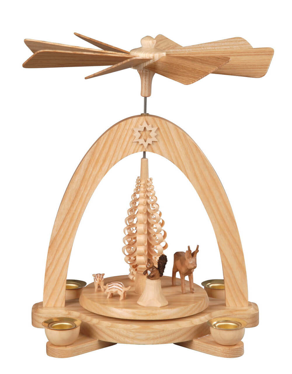 Weihnachtspyramide mit Waldtieren, natur, 20 cm von Albin Preißler