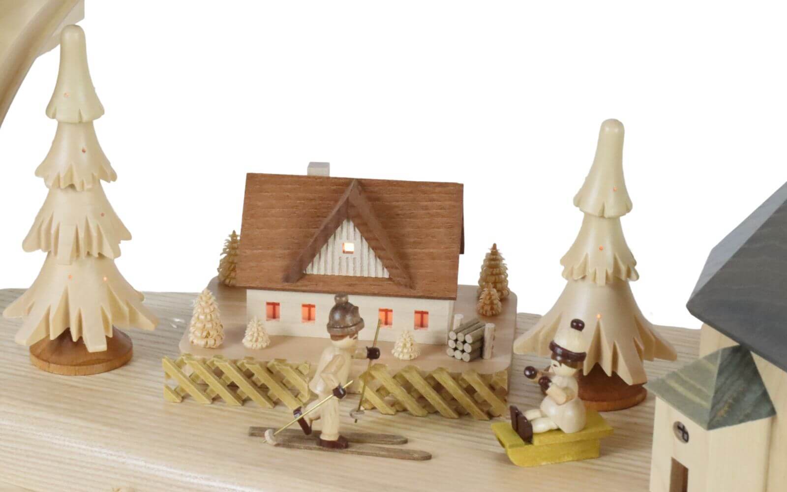 Schwibbogen Seiffener Kirche mit Kurrende und Spielwerk, 80 cm von Richard Glässer_2