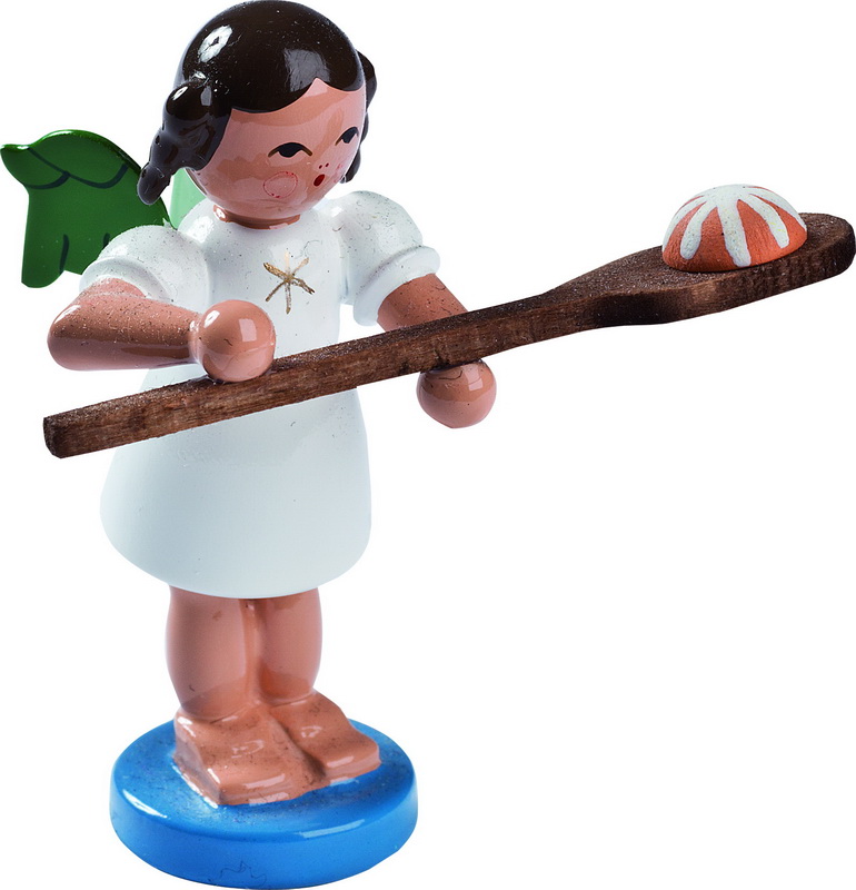Weihnachtsengel & Bäckerengel mit Brotschieber, 6 cm, Richard Glässer GmbH Seiffen/ Erzgebirge