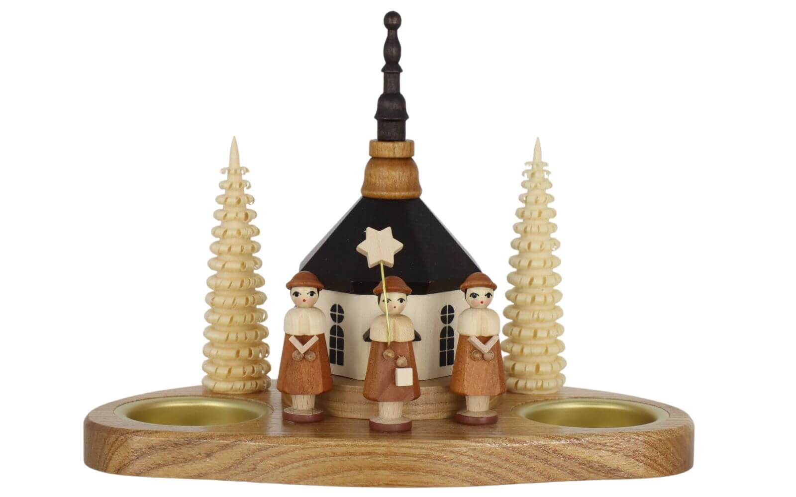Weihnachtskerzenhalter Kirche und Kurrende, natur von Knuth Neuber