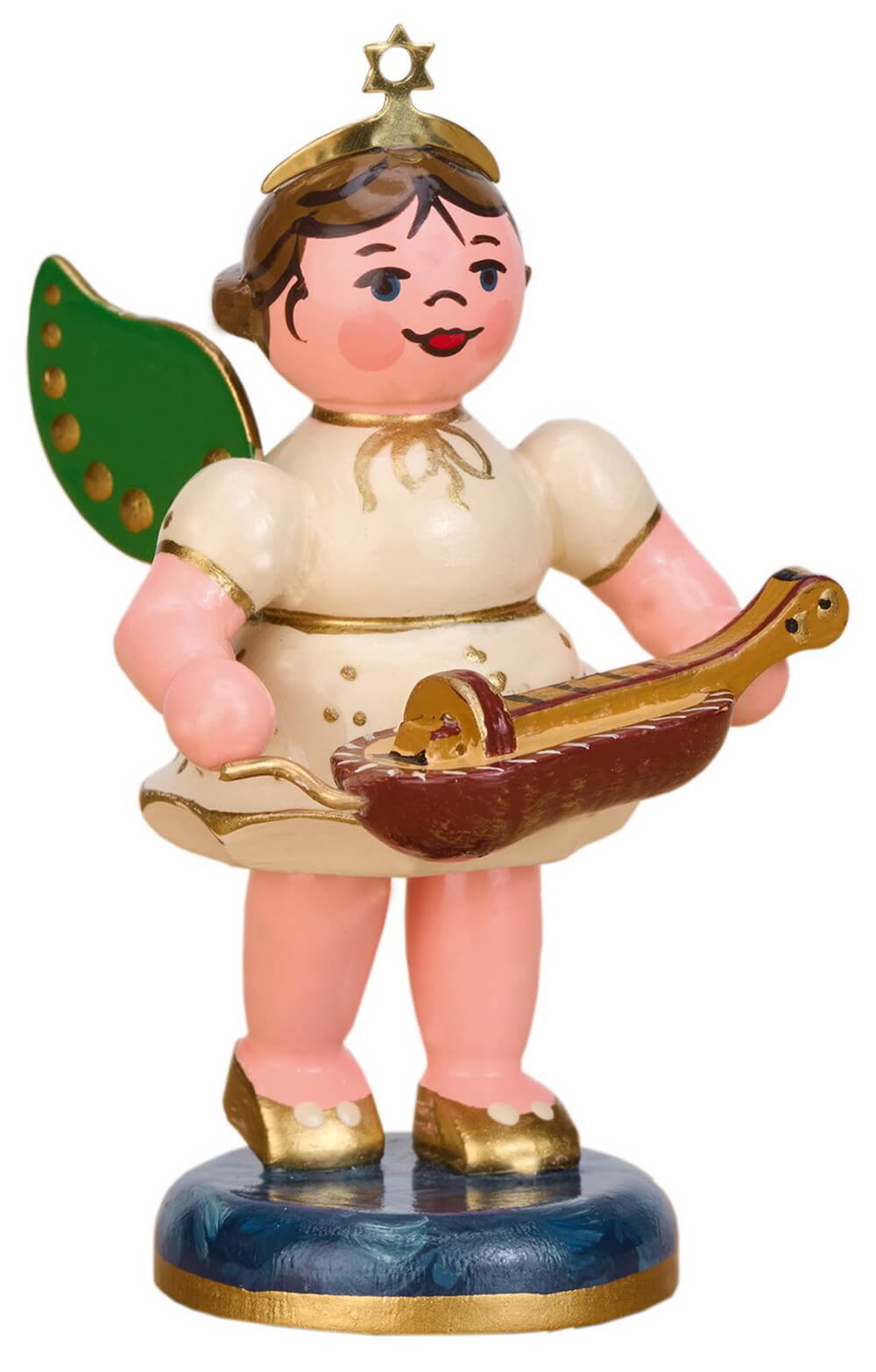 Miniatur Weihnachtsengel mit Drehleier, 6 cm von Hubrig Volkskunst