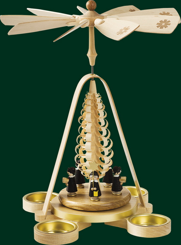 Weihnachtspyramide für Teelichte mit Kurrende, 28 cm von Richard Glässer_2