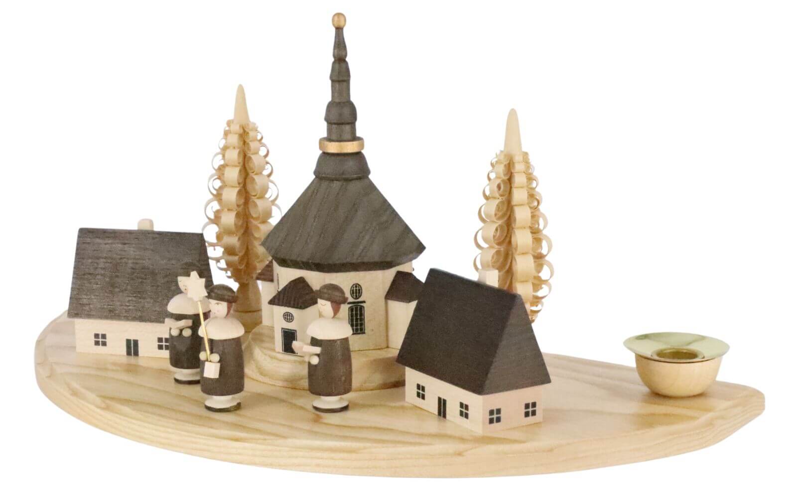 Weihnachtskerzenhalter Seiffener Dorf mit Kurrende, natur, 30 cm von Albin Preißler_2