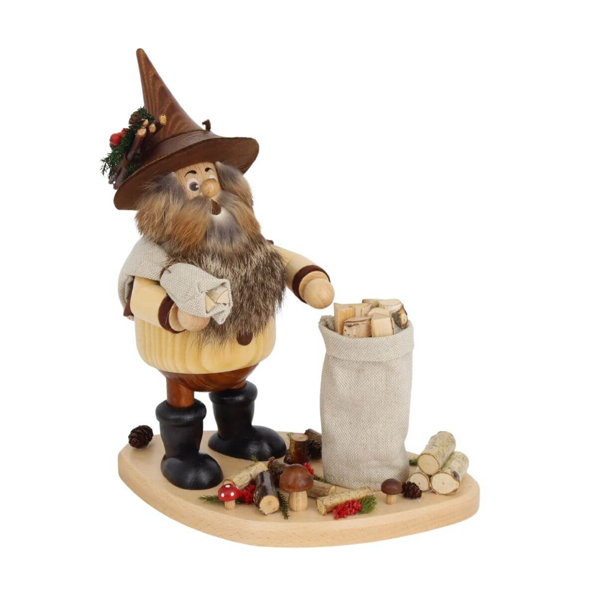 Wichtel, Holzwichtel, Hut, Holzfigur, Holzstapel