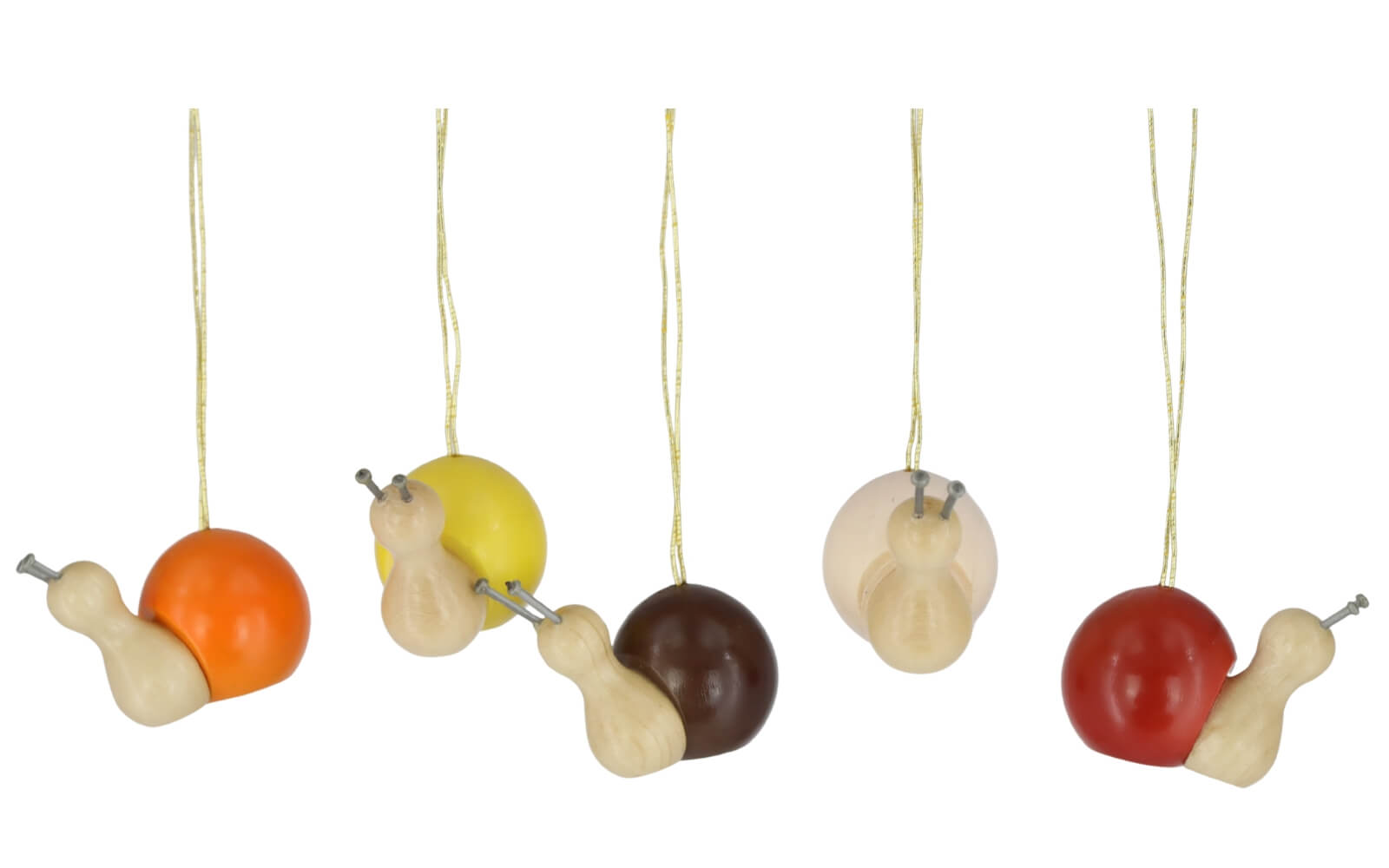 Schnecken zum Hängen, 5 Stück, farbig von SEIFFEN.COM