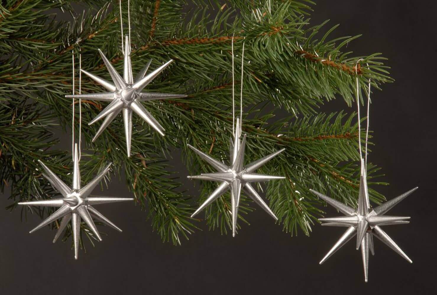 Christbaumschmuck Weihnachtssterne silber, 4-teilig von Albin Preißler_Bild2