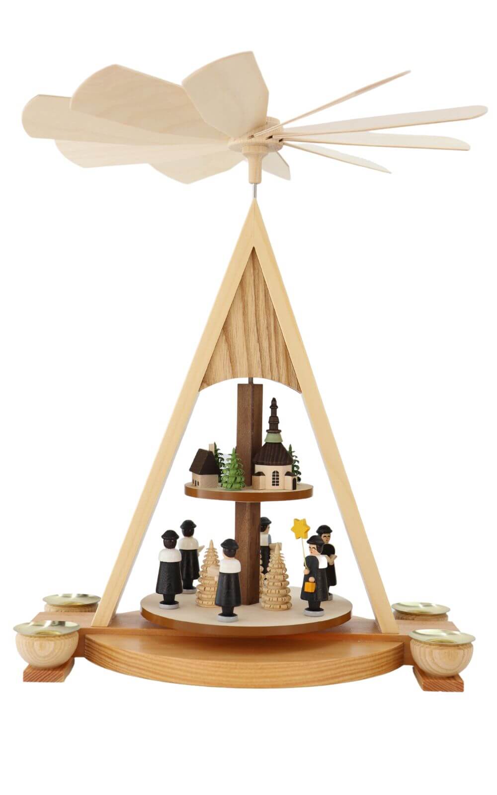 Weihnachtspyramide Kurrende und Seiffener Dorf, 2 - stöckig von Knuth Neuber_2