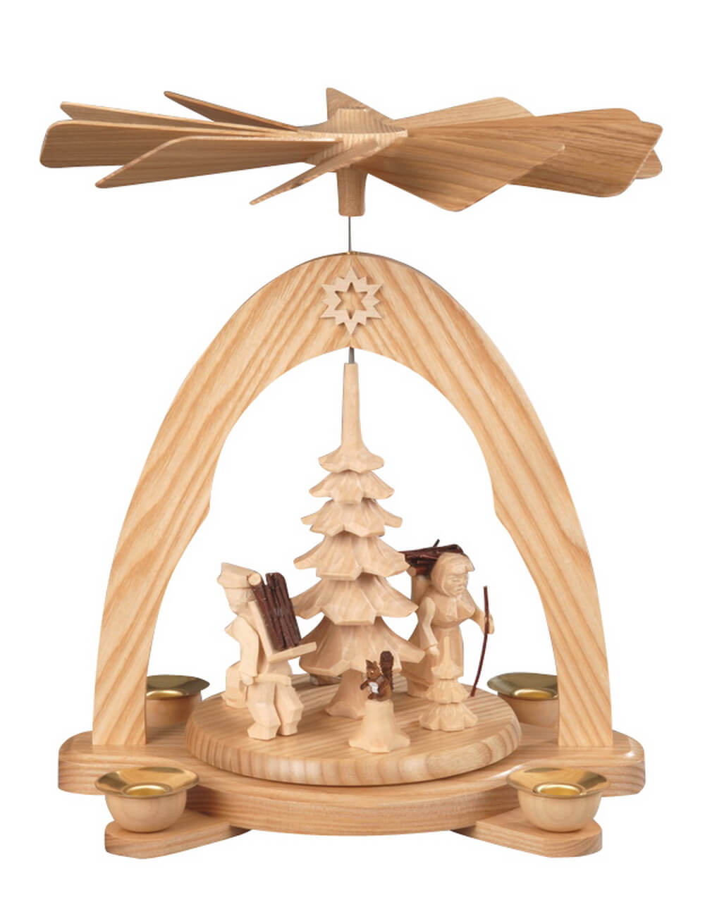 Weihnachtspyramide geschnitzte Waldleute, natur, 28 cm von Albin Preißler