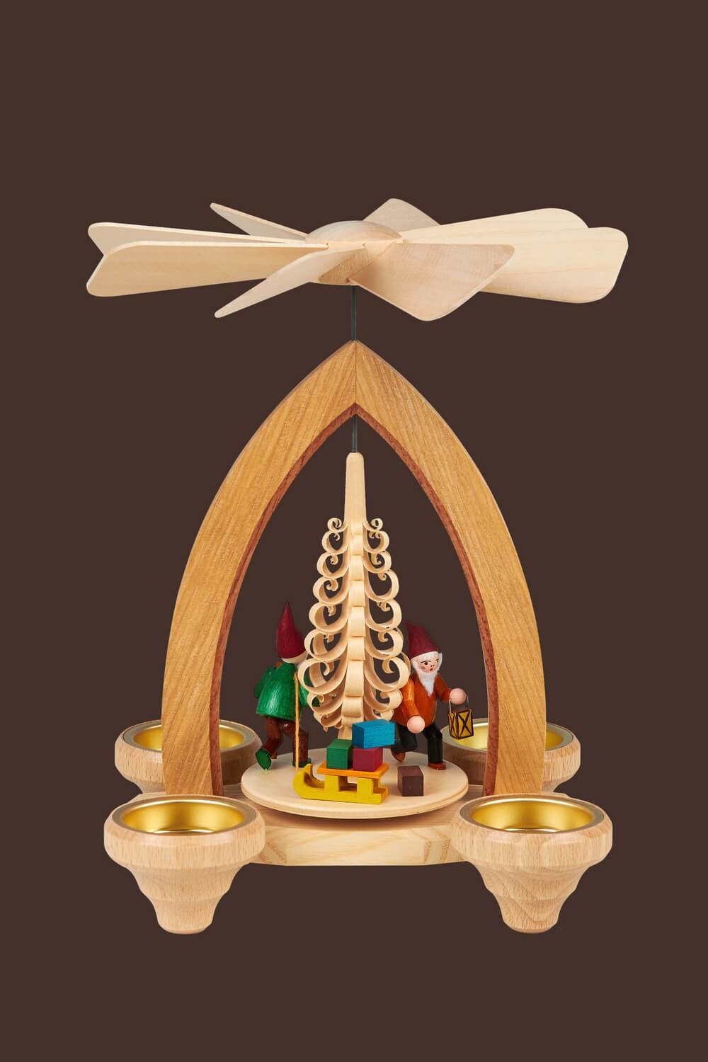 Teelichtpyramide mit Wichtel, 26 cm, Heinz Lorenz Olbernhau/ Erzgebirge_ Bild2