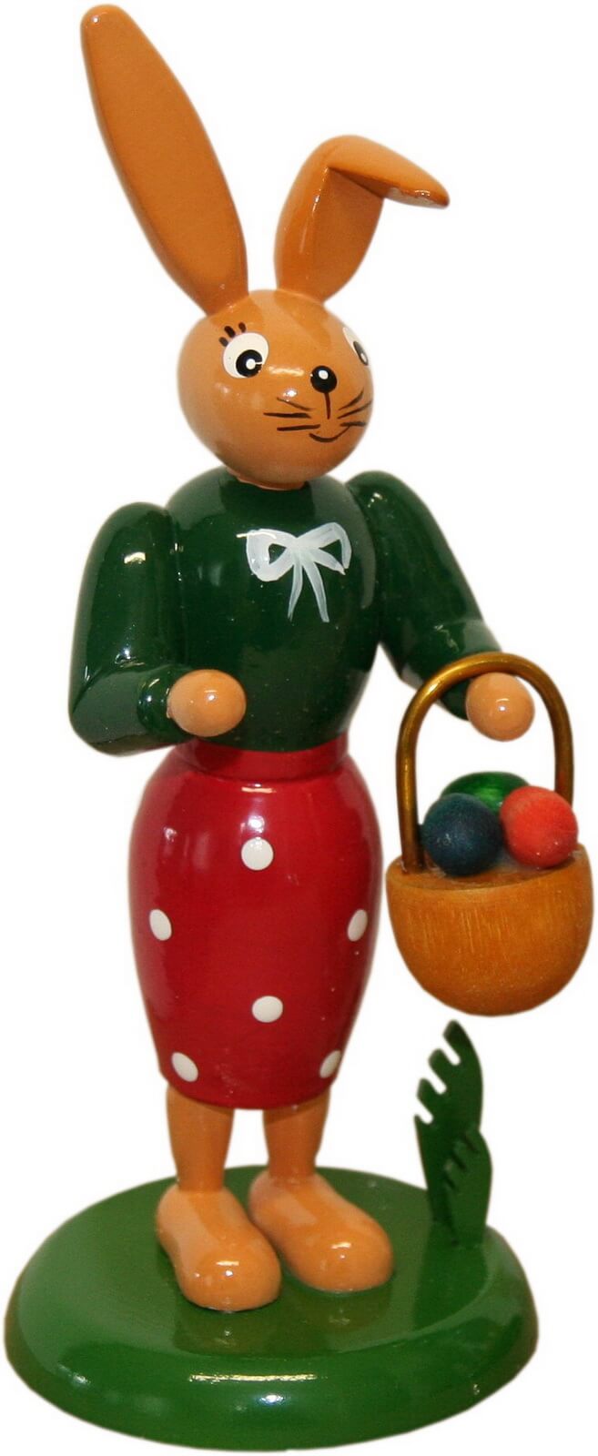 Osterhäsin mit Körbchen, 12 cm von Holzkunst Gahlenz