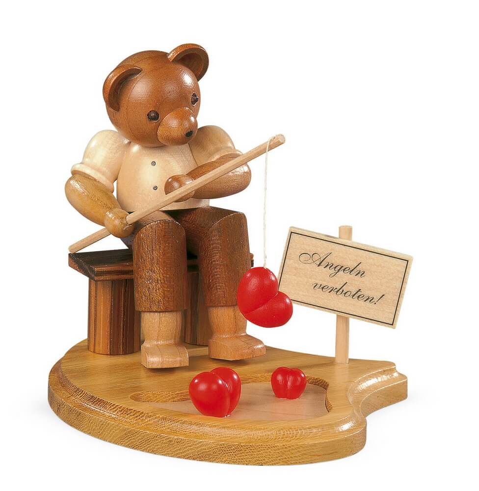 Miniatur Teddy - Angler am See, natur von Müller Kleinkunst