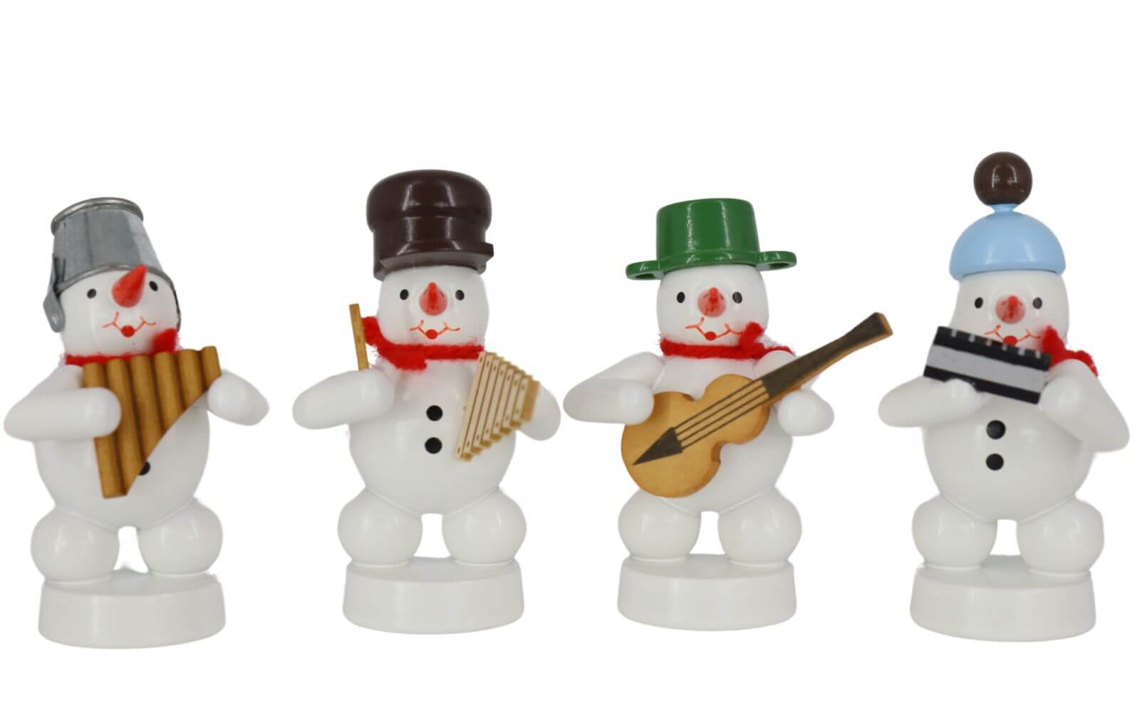 Miniatur Schneemannkapelle mit Panflöte, Mundharmonika, Gitarre, Xylophon von Ralf Zenker