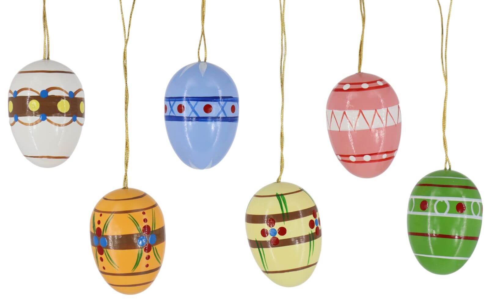 Ostereier zum Hängen, 3 cm, handbemalt, farbig, 6 Stück von SEIFFEN.COM