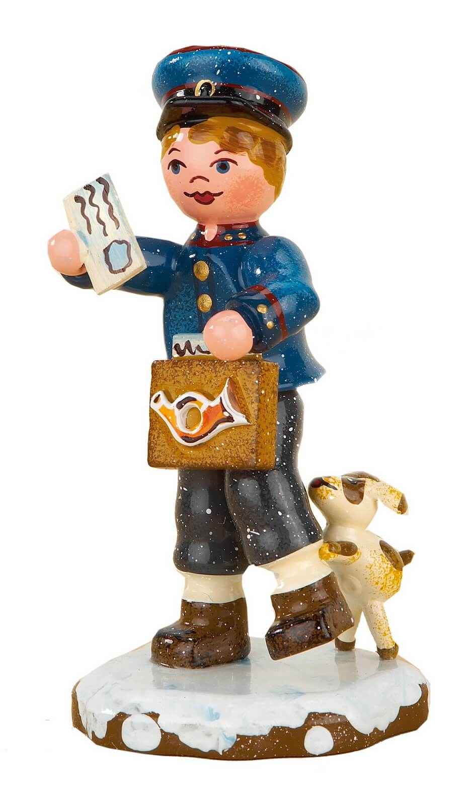 Miniatur Winterkind Postbote, 8 cm, farbig von Hubrig Volkskunst