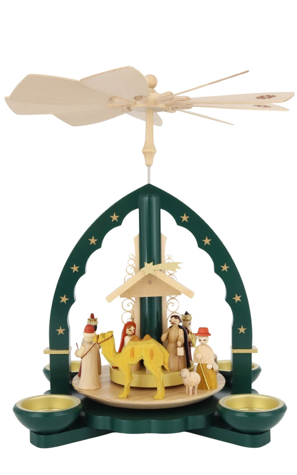 Weihnachtspyramide Christi Geburt für Teelicht und Kerzen, grün, 28 cm von Richard Glässer_7