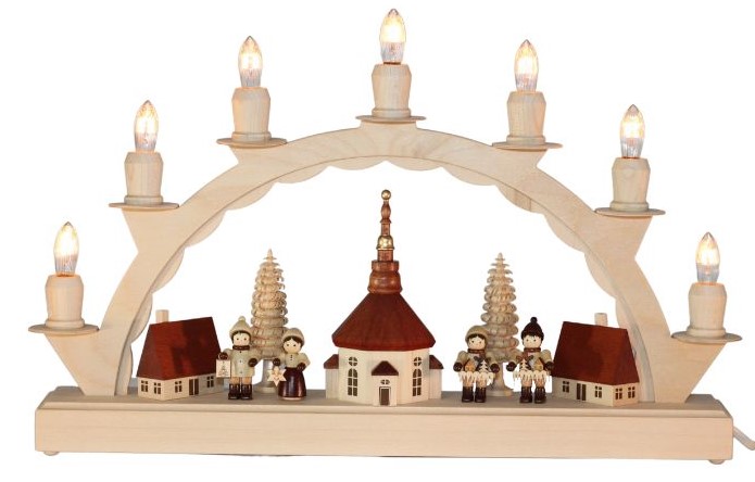 Schwibbogen Seiffener Dorf mit Romy Thiel Kinder, 38 cm von SEIFFEN.COM