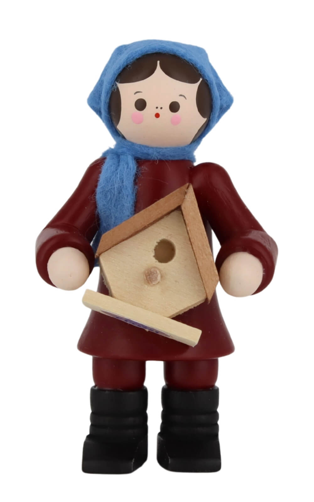 Miniatur Mädchen mit Nistkasten, 6 cm, farbig von Romy Thiel_1
