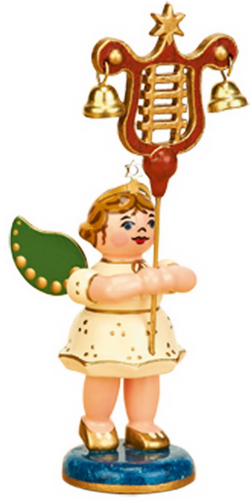 Miniatur Weihnachtsengel mit Lyra, 7 cm von Hubrig Volkskunst