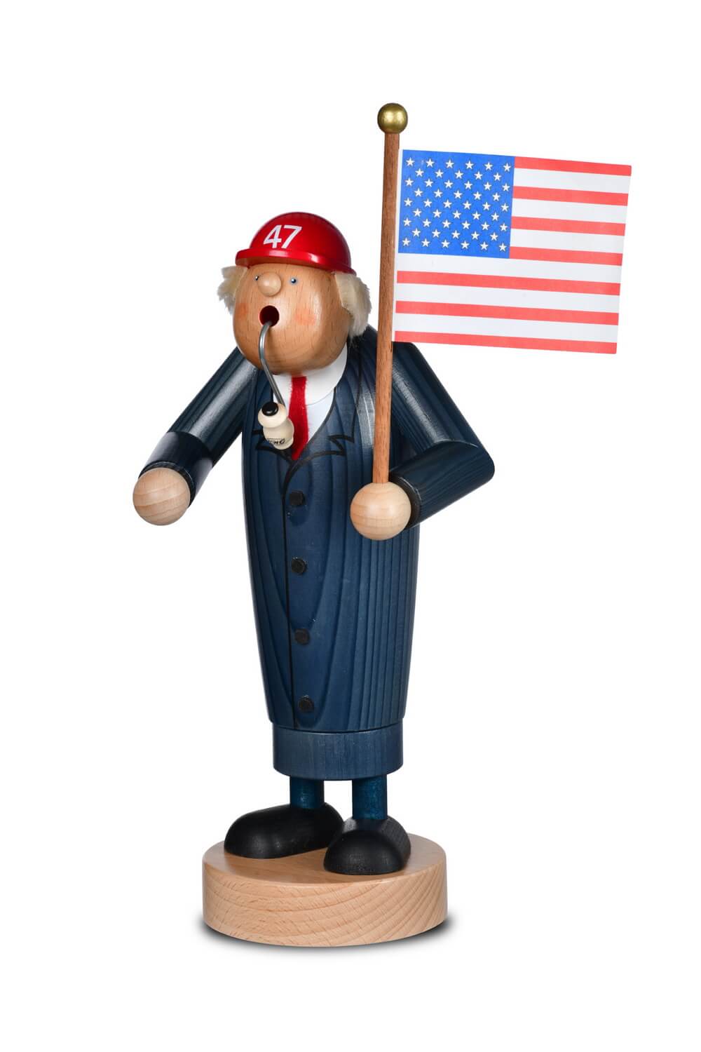 Räuchermännchen Präsident Trump mit US Flagge & Pfeife, 28 cm von KWO