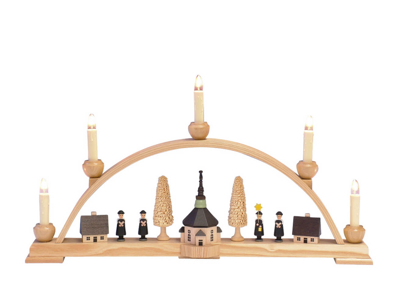 Schwibbogen mit Seiffener Kirche, farbig, 53 cm von Knuth Neuber