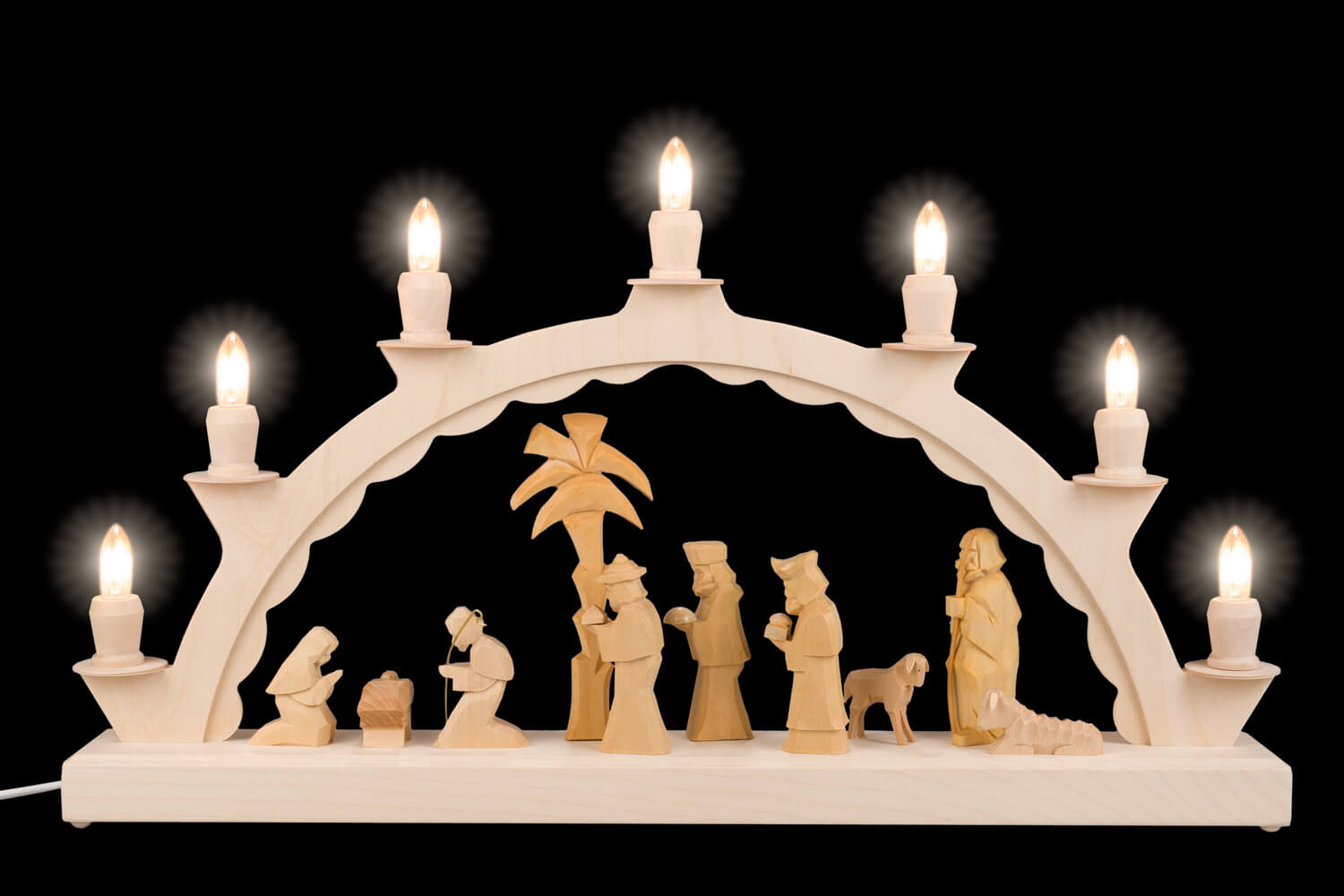 LED Schwibbogen mit geschnitzter Heiliger Familie von SEIFFEN.COM_2