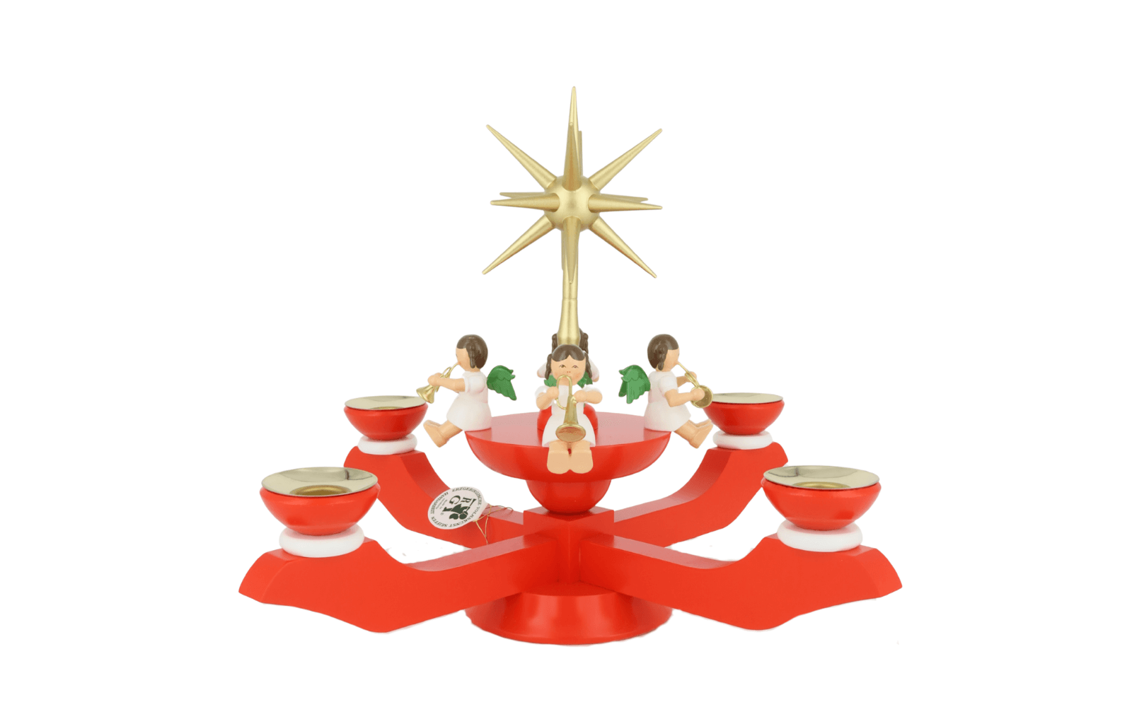 Adventsleuchter mit Weihnachtsengel, rot von Richard Glässer