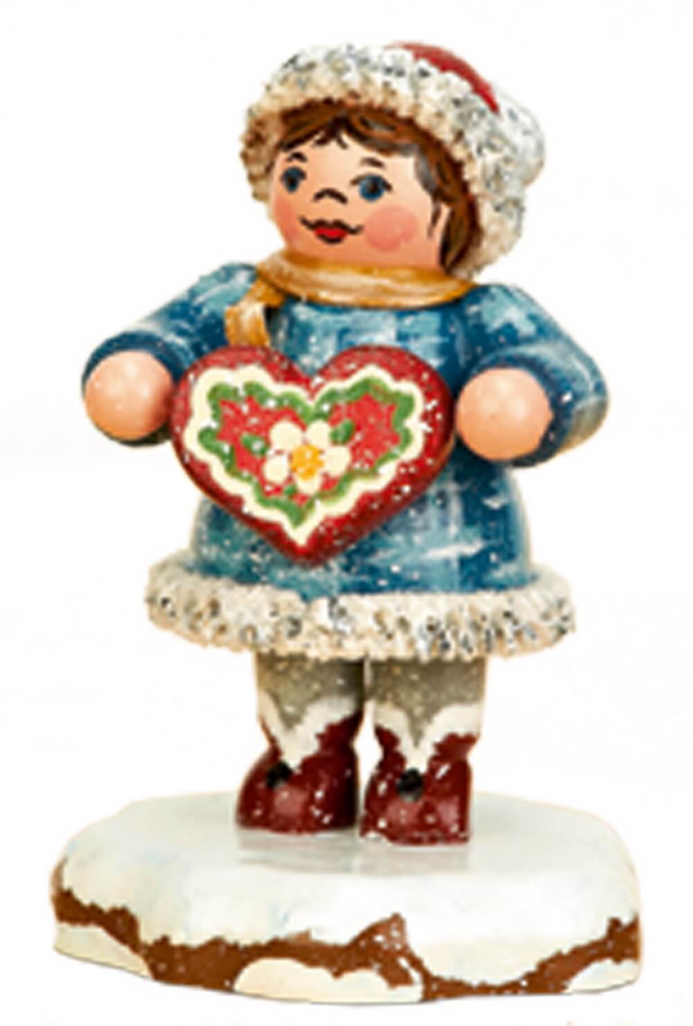 Miniatur Winterkind Tinchen´s Lebkuchenherz, 5 cm, farbig von Hubrig Volkskunst