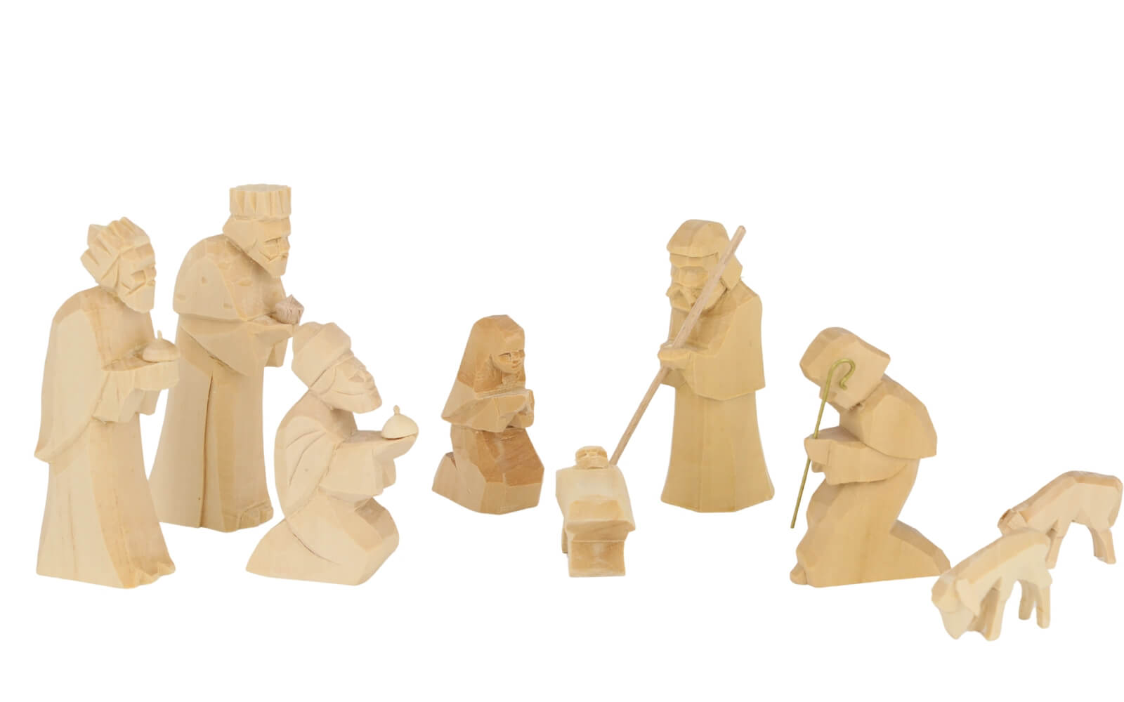 Heilige Familie, 9 - teilig, geschnitzt, natur von SEIFFEN.COM
