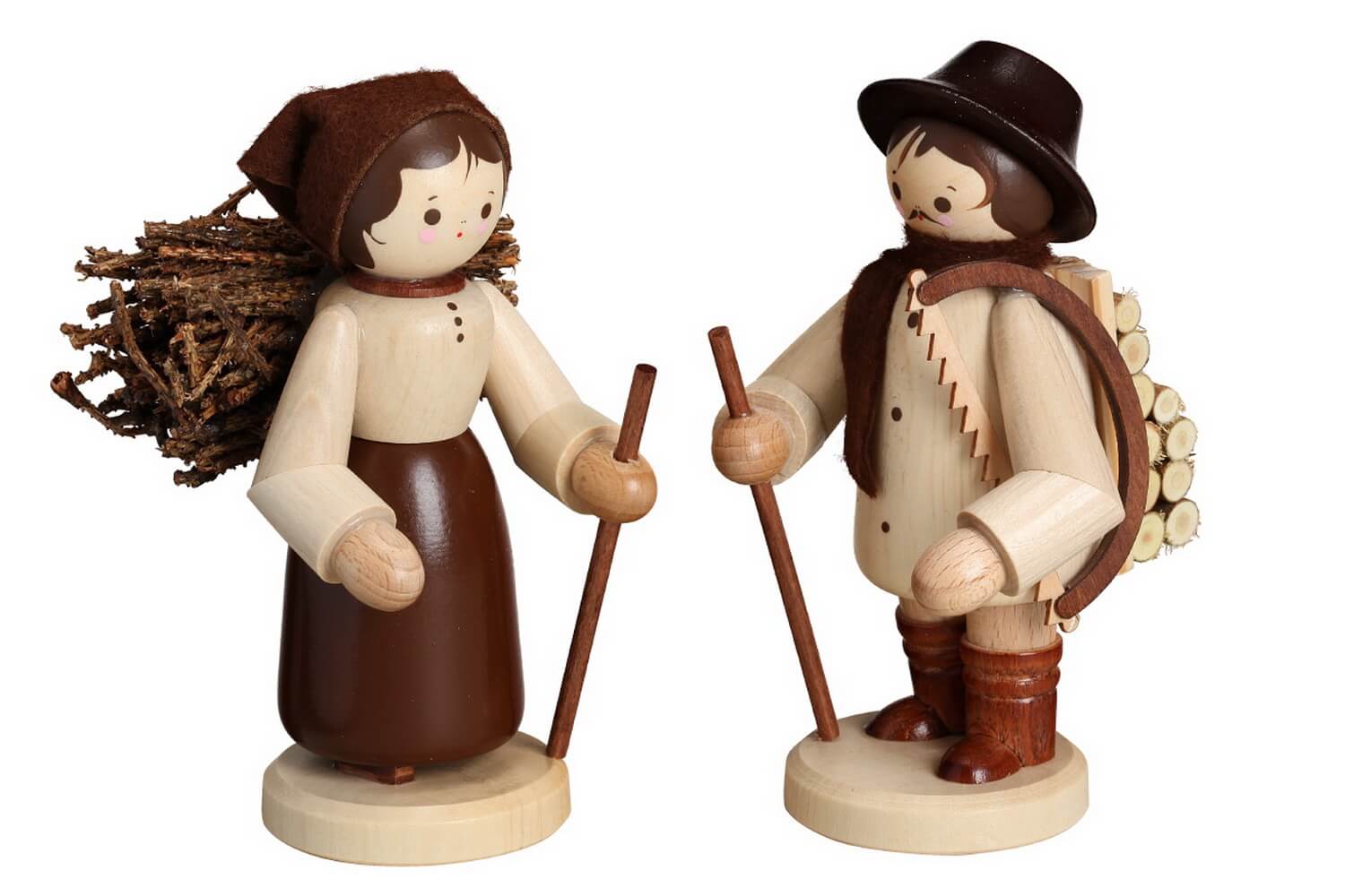 Holzleute, 11 cm, natur von Romy Thiel