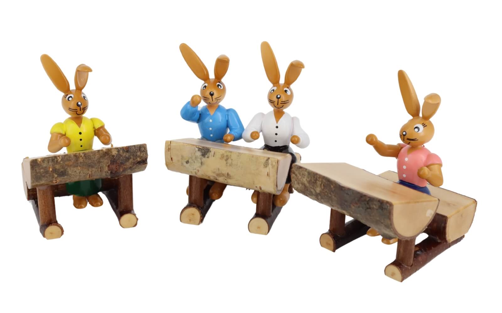 Hasenschule, 5 Kinder und 1 Lehrer, 12 cm von Holzkunst Gahlenz_1