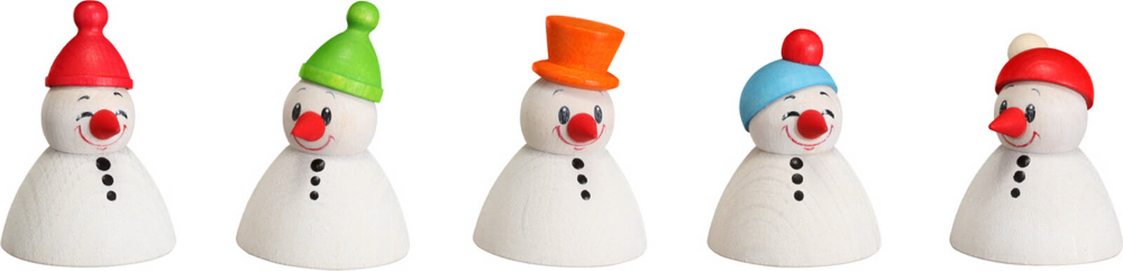 Wippel-Schneemann-Junior, 5er Set von Seiffener Volkskunst eG