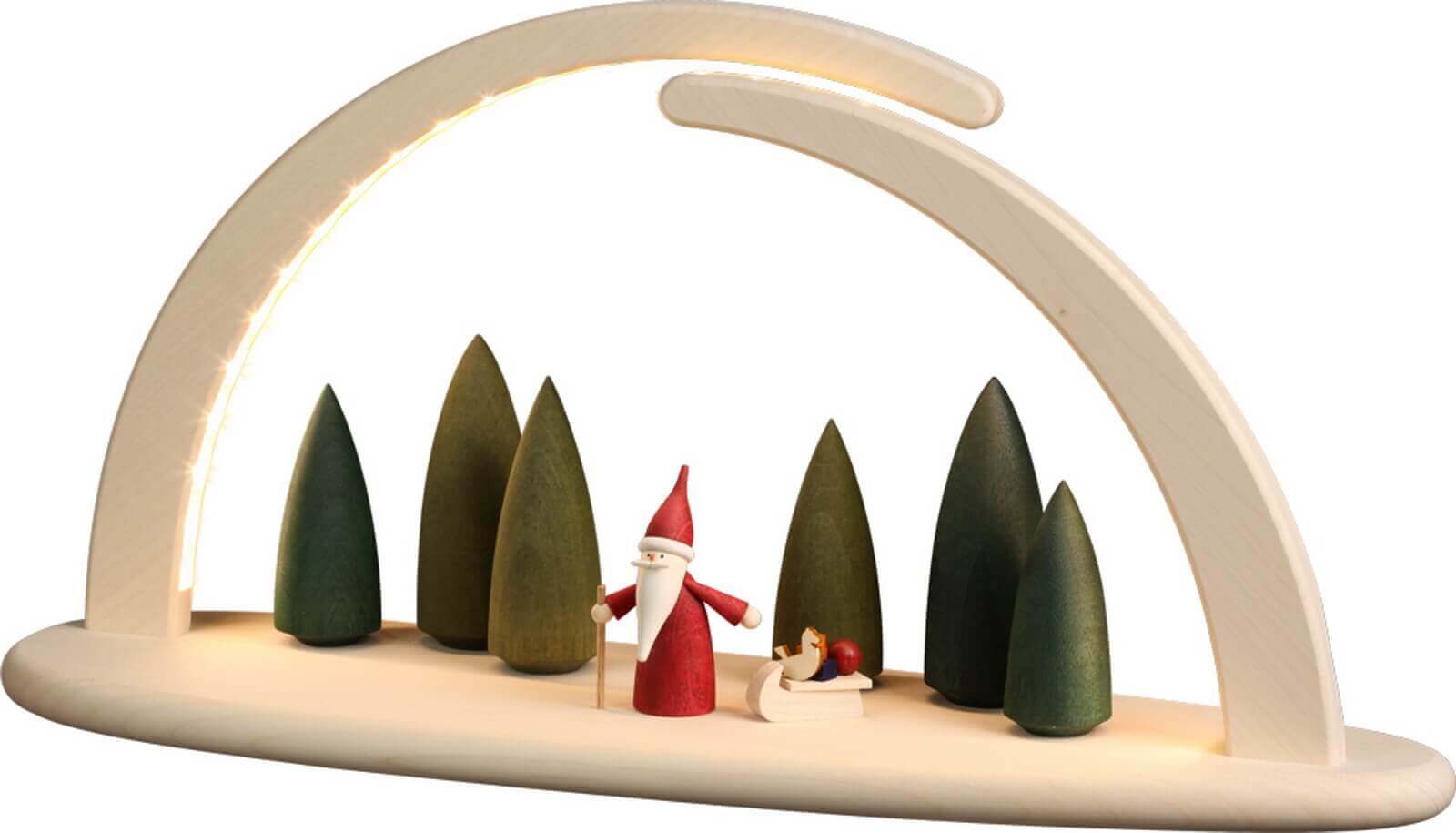 LED Schwibbogen, doppelt mit Weihnachtswichtel von Seiffener Volkskunst eG