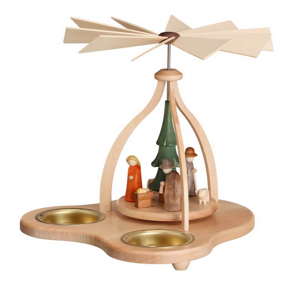Teelichtpyramide mit Heiliger Familie, 14 cm von Theo Lorenz
