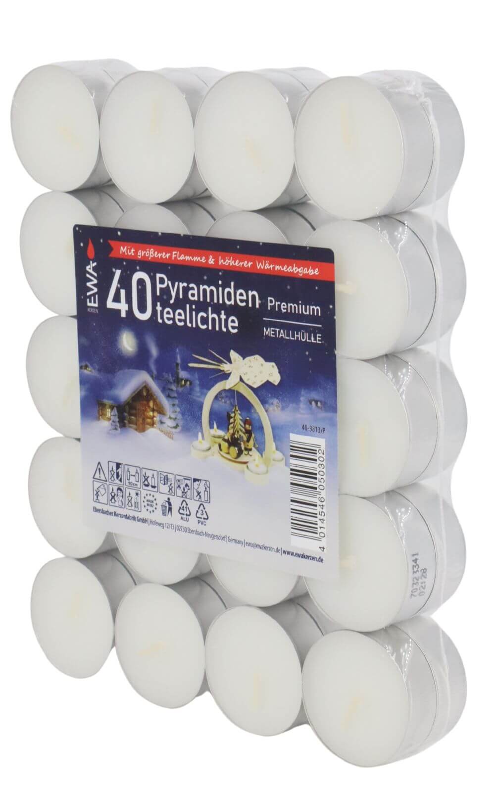 EWA Pyramidenteelichter in Metallhülle, 40 Stück_2