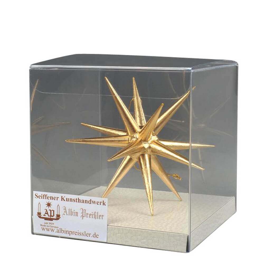 Christbaumschmuck aus Holz, Weihnachtsstern gold, 10 cm von Albin Preißler