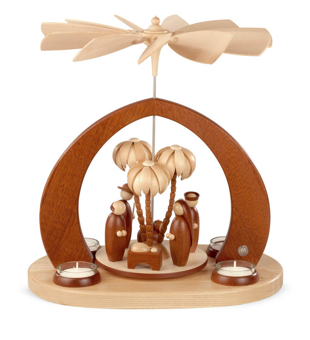 Teelichtpyramide mit Christi Geburt modern, 32 cm von Müller Kleinkunst